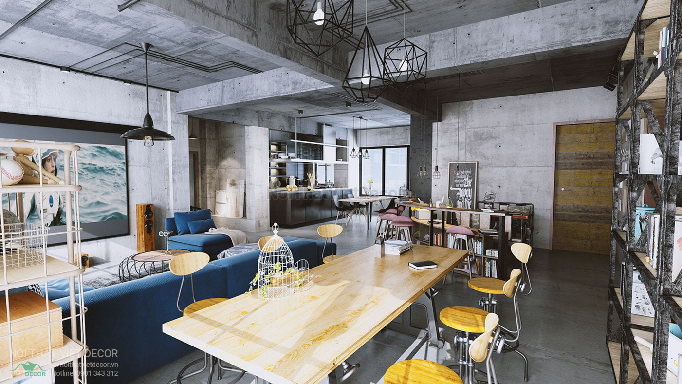 Nội Thất Việt Decor thiết kế thi công nội thất nhà phố phong cách công nghiệp industrial style