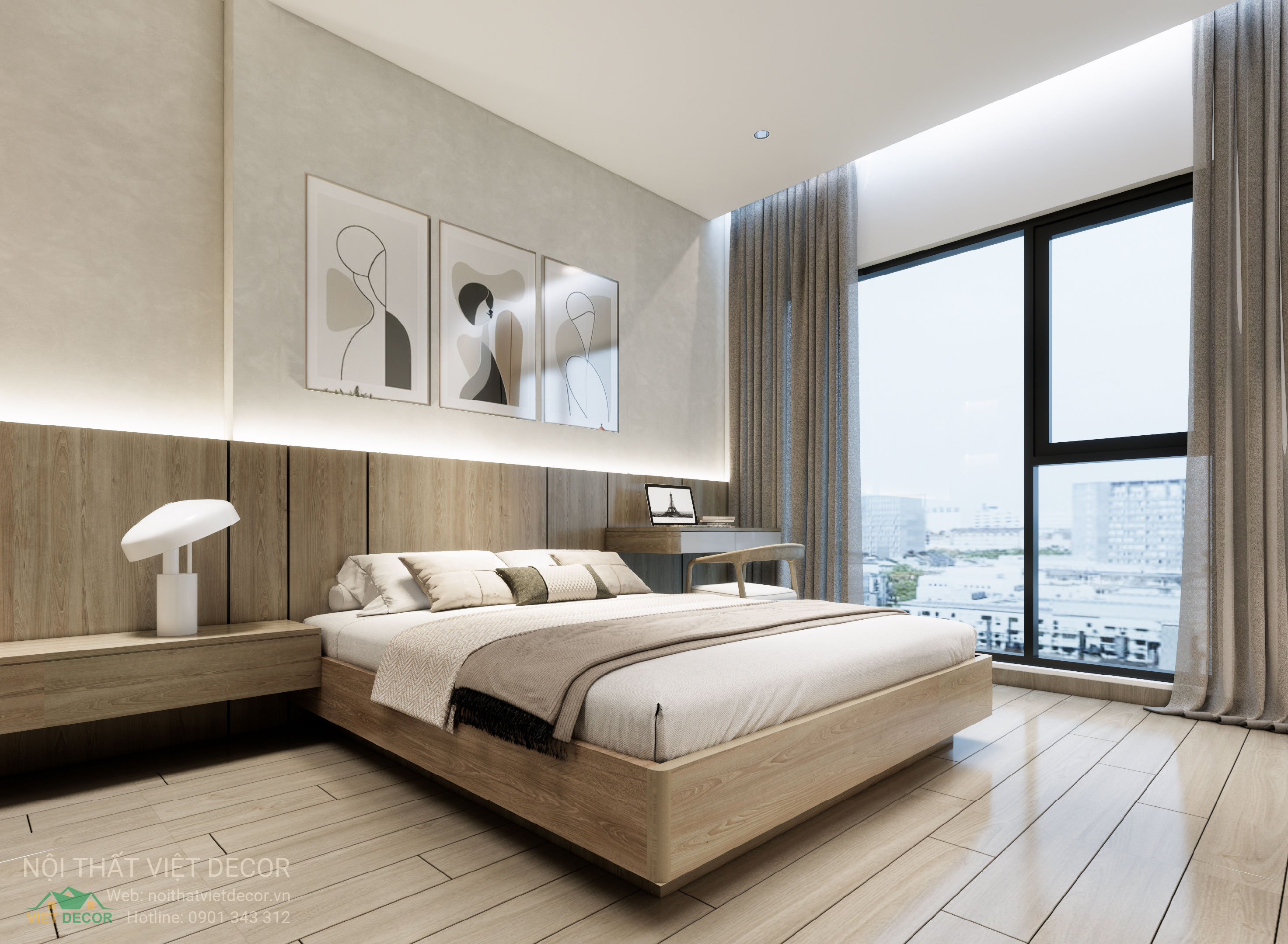 Nội Thất Việt Decor thiết kế thi công trang trí xây dựng hoàn thiện, nội thất căn hộ 3 phòng ngủ dự án chung cư Lavida Plus quận 7 phường Tân Hưng tp HCM