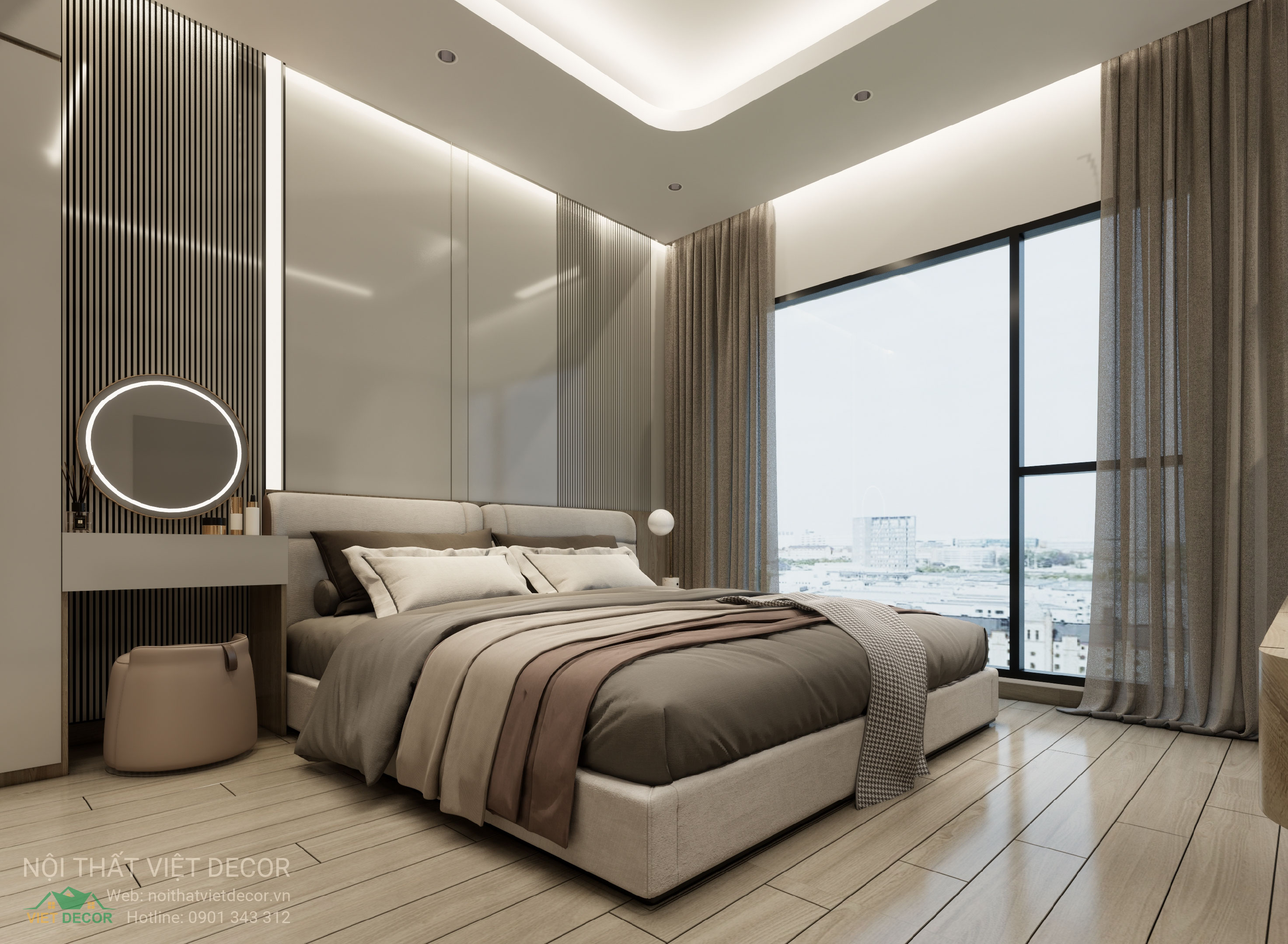 Nội Thất Việt Decor thiết kế thi công trang trí xây dựng hoàn thiện, nội thất căn hộ 3 phòng ngủ dự án chung cư Lavida Plus quận 7 phường Tân Hưng tp HCM