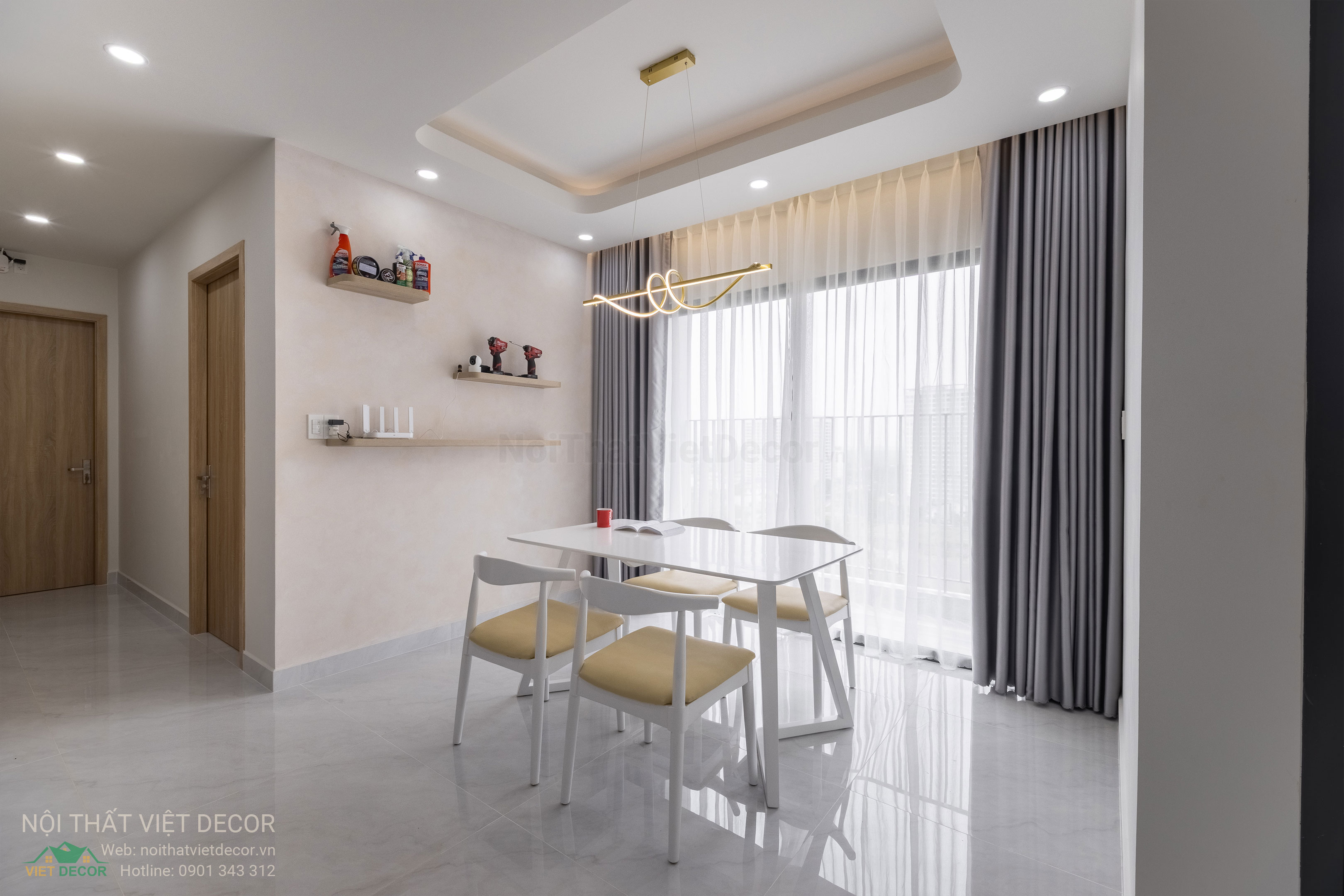 Nội Thất Việt Decor thiết kế thi công trang trí xây dựng hoàn thiện, nội thất căn hộ 3 phòng ngủ dự án chung cư Lavida Plus quận 7 phường Tân Hưng tp HCM phòng khách tủ bếp