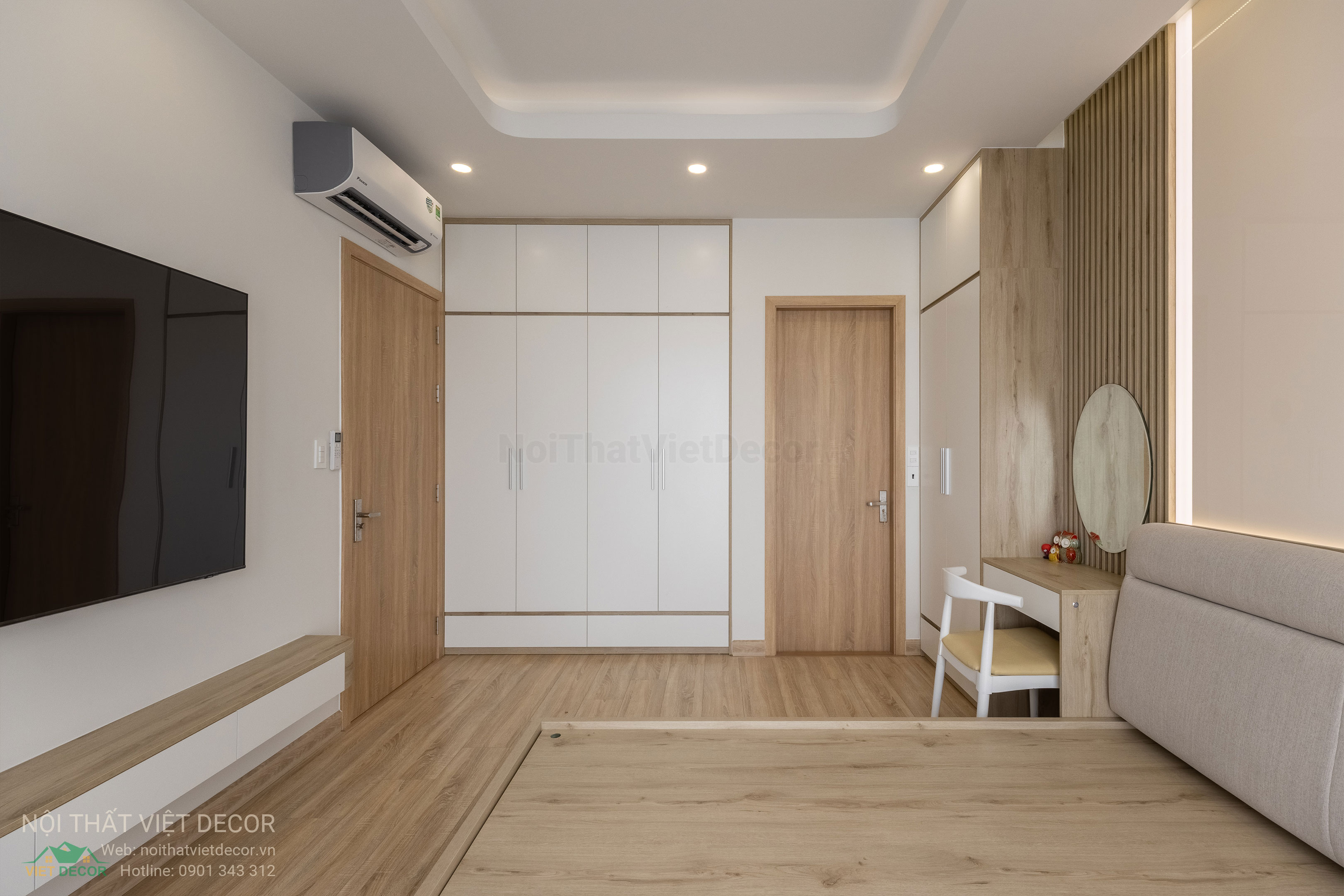 Nội Thất Việt Decor thiết kế thi công trang trí xây dựng hoàn thiện, nội thất căn hộ 3 phòng ngủ dự án chung cư Lavida Plus quận 7 phường Tân Hưng tp HCM phòng ngủ lớn master