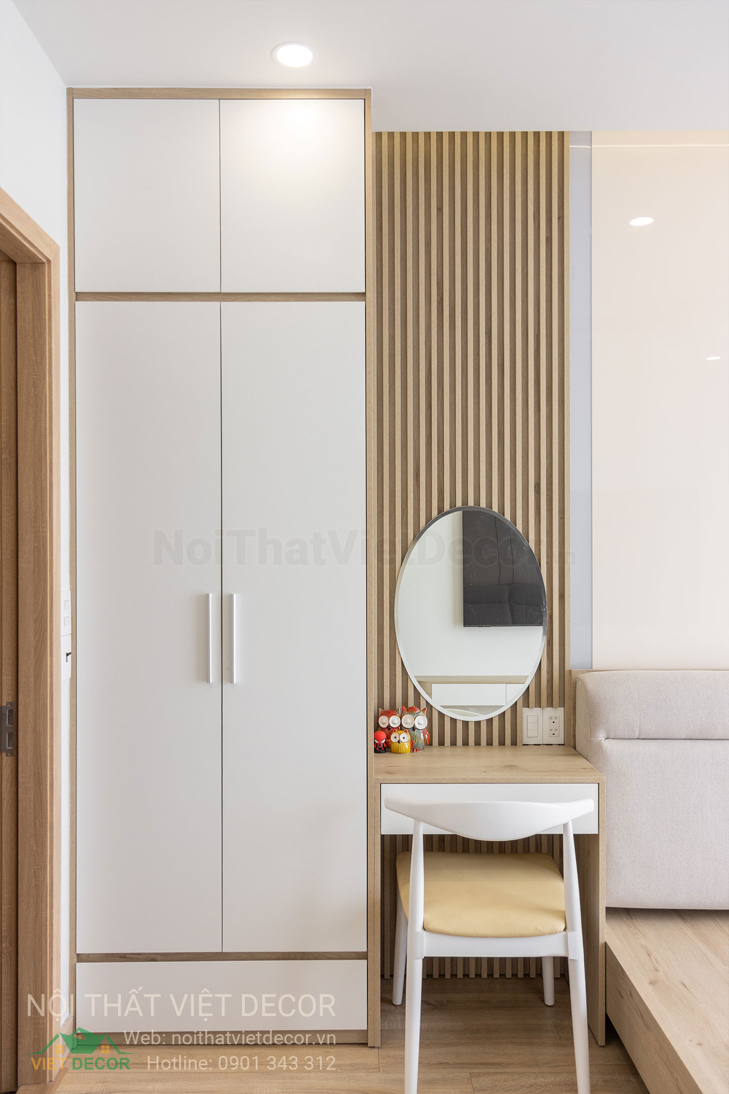 Nội Thất Việt Decor thiết kế thi công trang trí xây dựng hoàn thiện, nội thất căn hộ 3 phòng ngủ dự án chung cư Lavida Plus quận 7 phường Tân Hưng tp HCM bàn phấn phòng ngủ master
