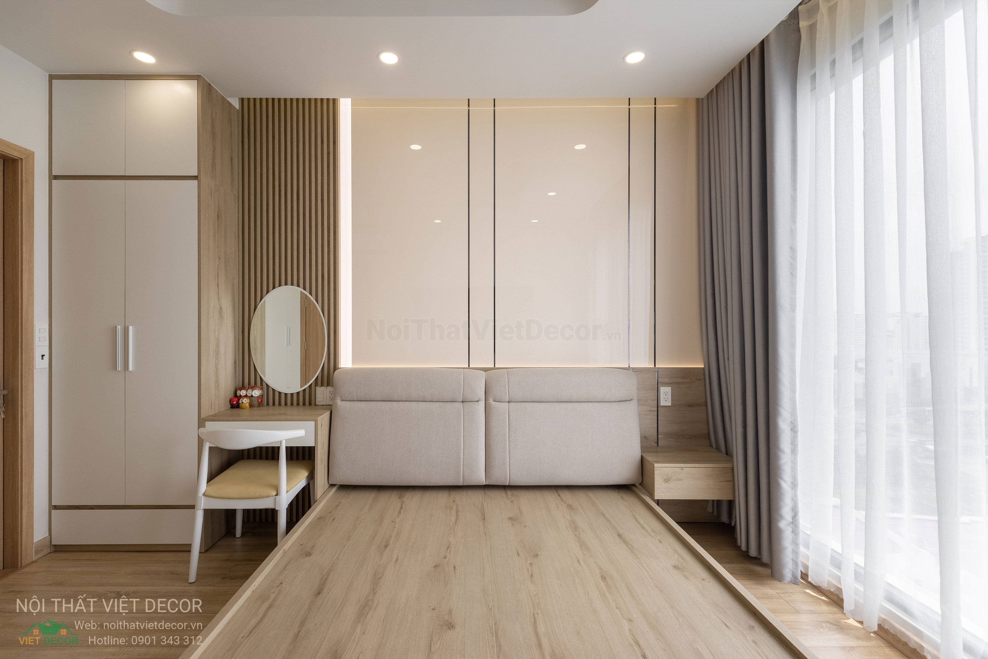 Nội Thất Việt Decor thiết kế thi công trang trí xây dựng hoàn thiện, nội thất căn hộ 3 phòng ngủ dự án chung cư Lavida Plus quận 7 phường Tân Hưng tp HCM phòng ngủ lớn master