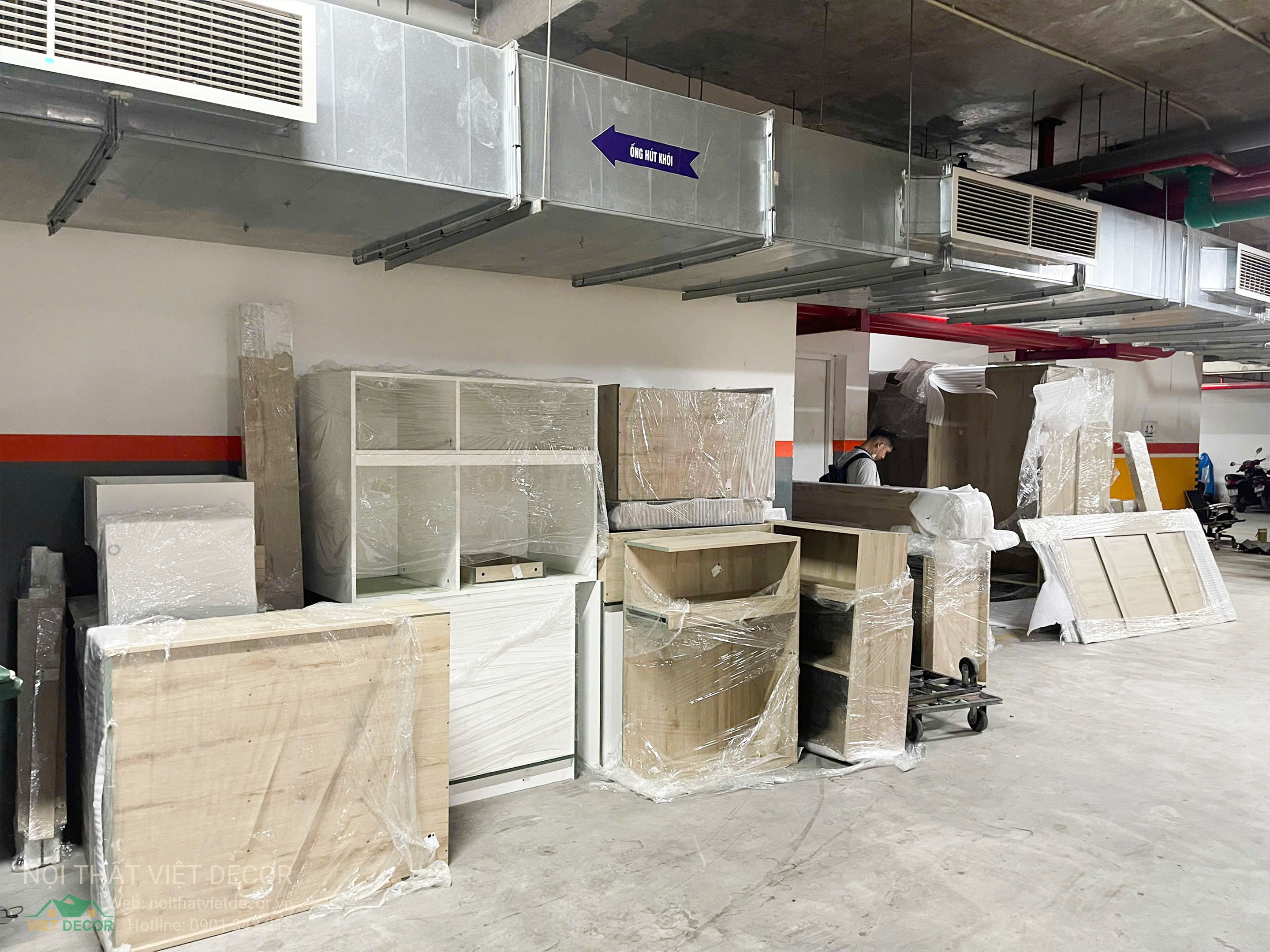 Nội Thất Việt Decor thiết kế thi công trang trí xây dựng hoàn thiện, nội thất căn hộ 3 phòng ngủ dự án chung cư Lavida Plus quận 7 phường Tân Hưng tp HCM tập kết vật tư nội thất