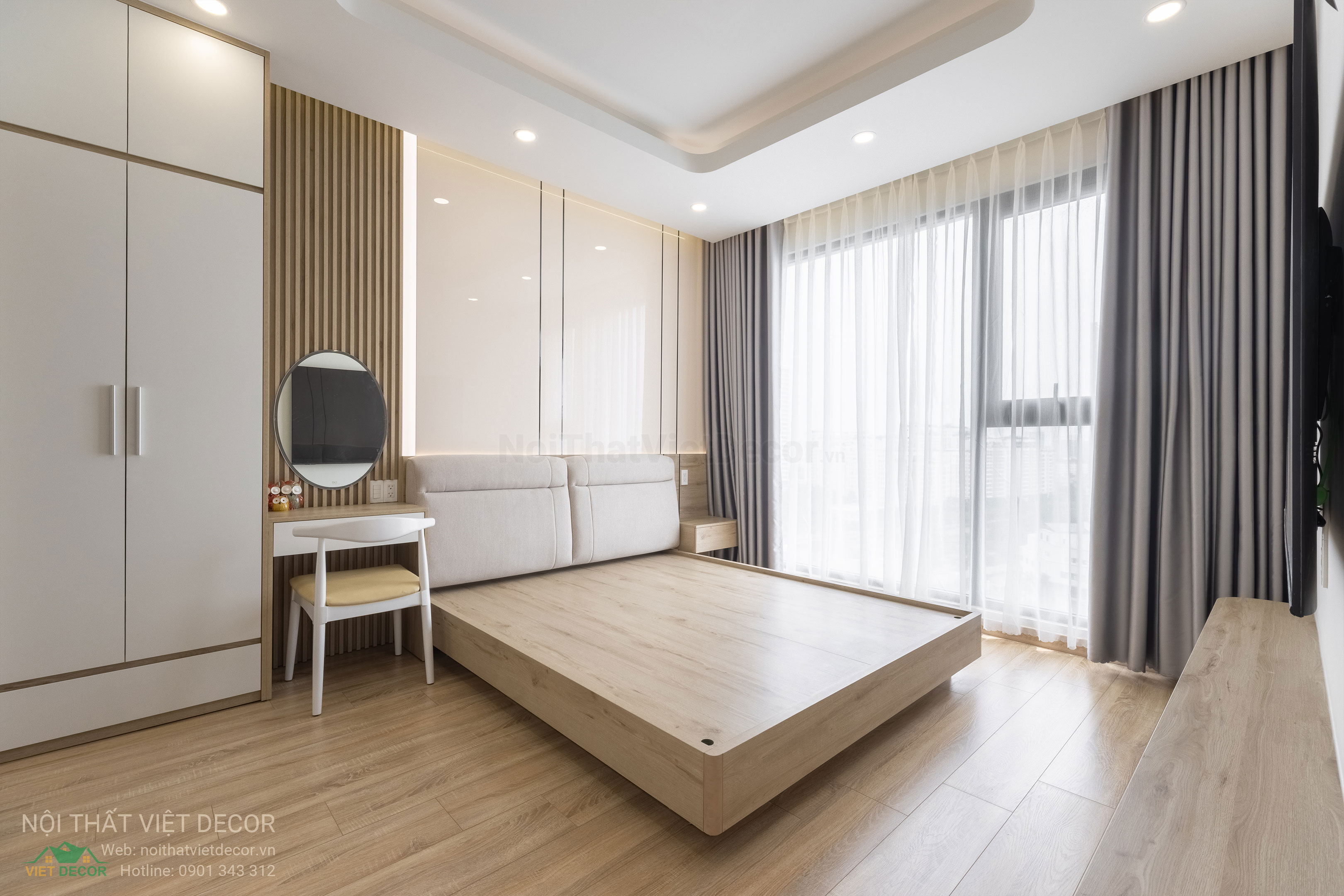 Nội Thất Việt Decor thiết kế thi công trang trí xây dựng hoàn thiện, nội thất căn hộ 3 phòng ngủ dự án chung cư Lavida Plus quận 7 phường Tân Hưng tp HCM phòng ngủ lớn master