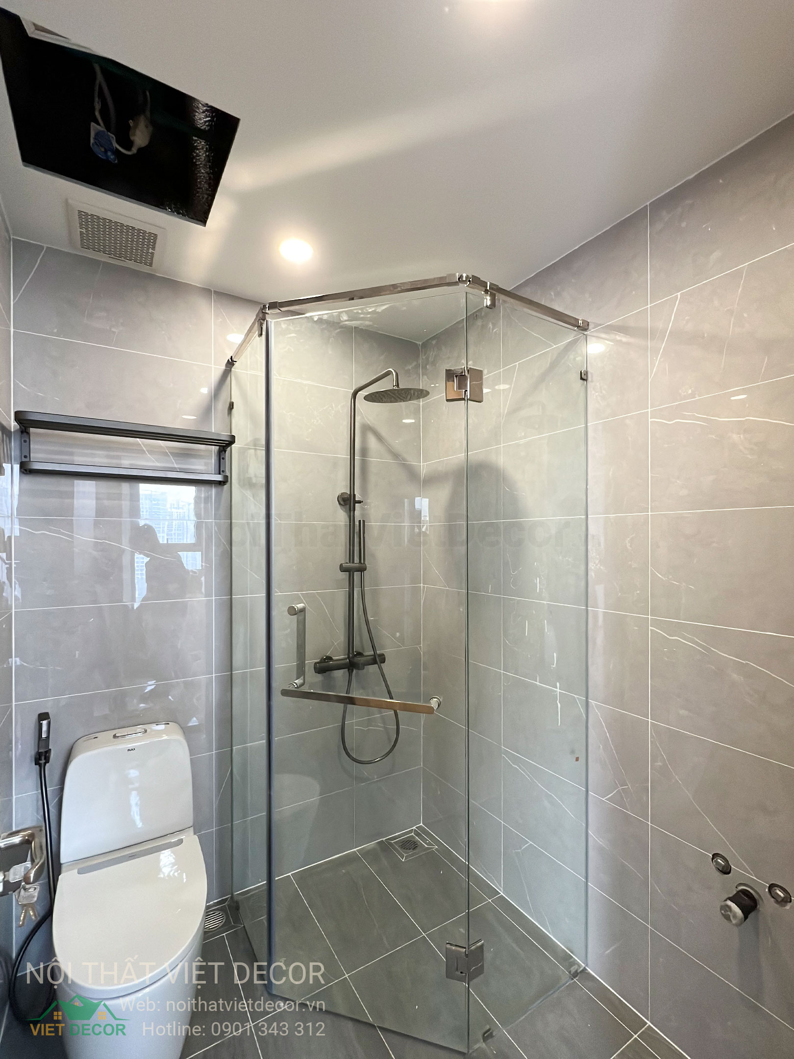 Nội Thất Việt Decor thiết kế thi công trang trí xây dựng hoàn thiện, nội thất căn hộ 3 phòng ngủ dự án chung cư Lavida Plus quận 7 phường Tân Hưng tp HCM nhà vệ sinh wc chung