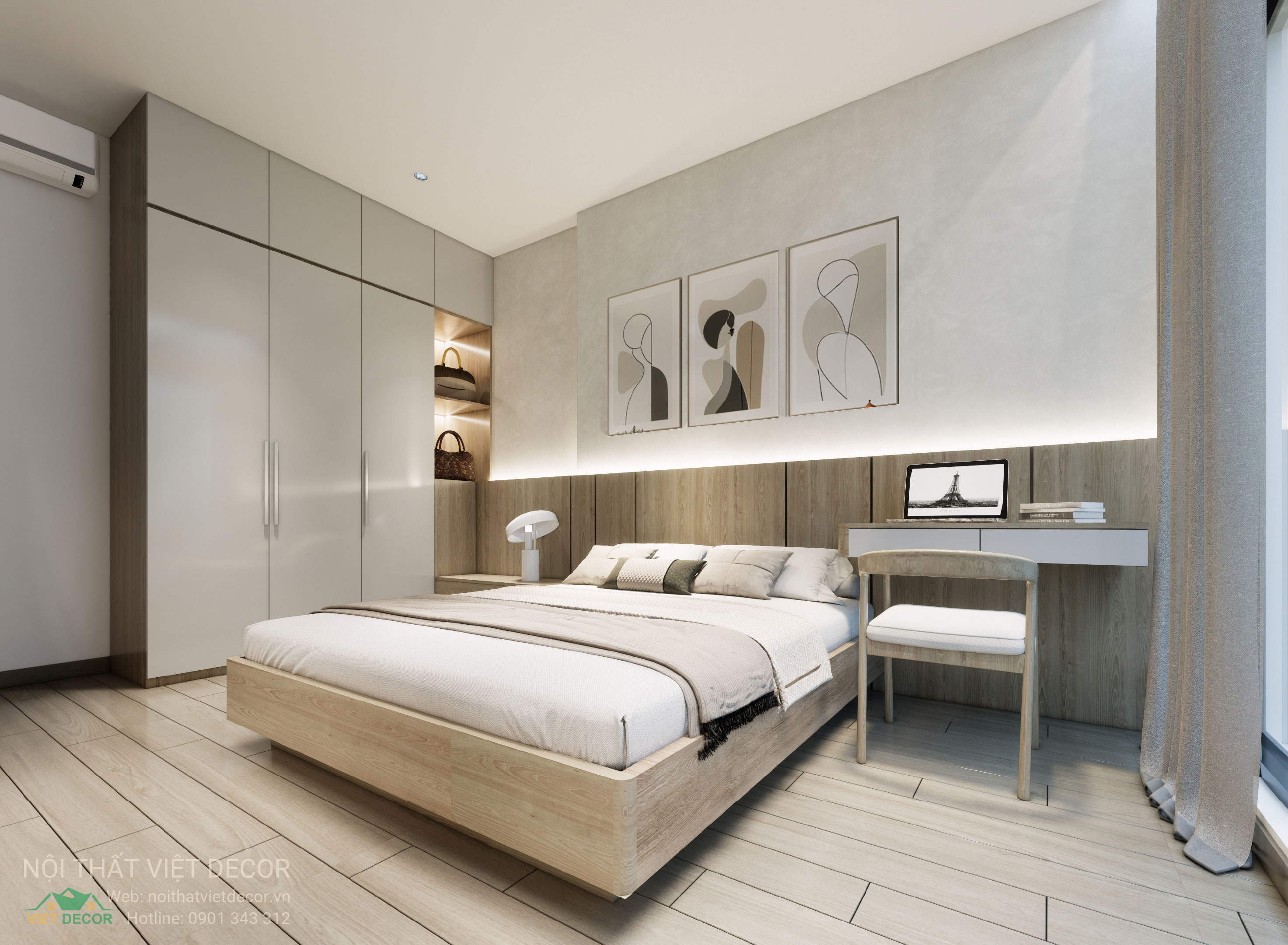 Nội Thất Việt Decor thiết kế thi công trang trí xây dựng hoàn thiện, nội thất căn hộ 3 phòng ngủ dự án chung cư Lavida Plus quận 7 phường Tân Hưng tp HCM
