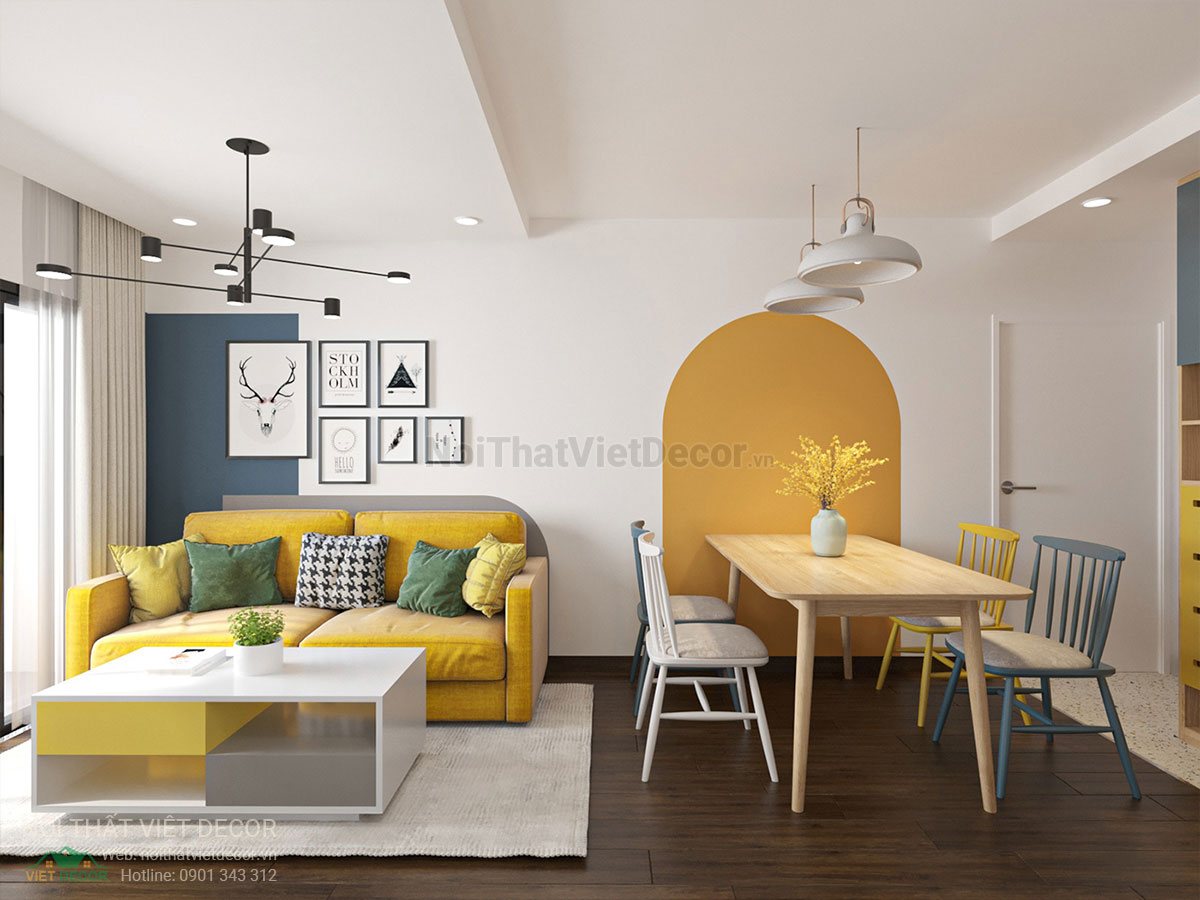 Nội Thất Việt Decor thiết kế thi công nội thất căn hộ phong cách color block