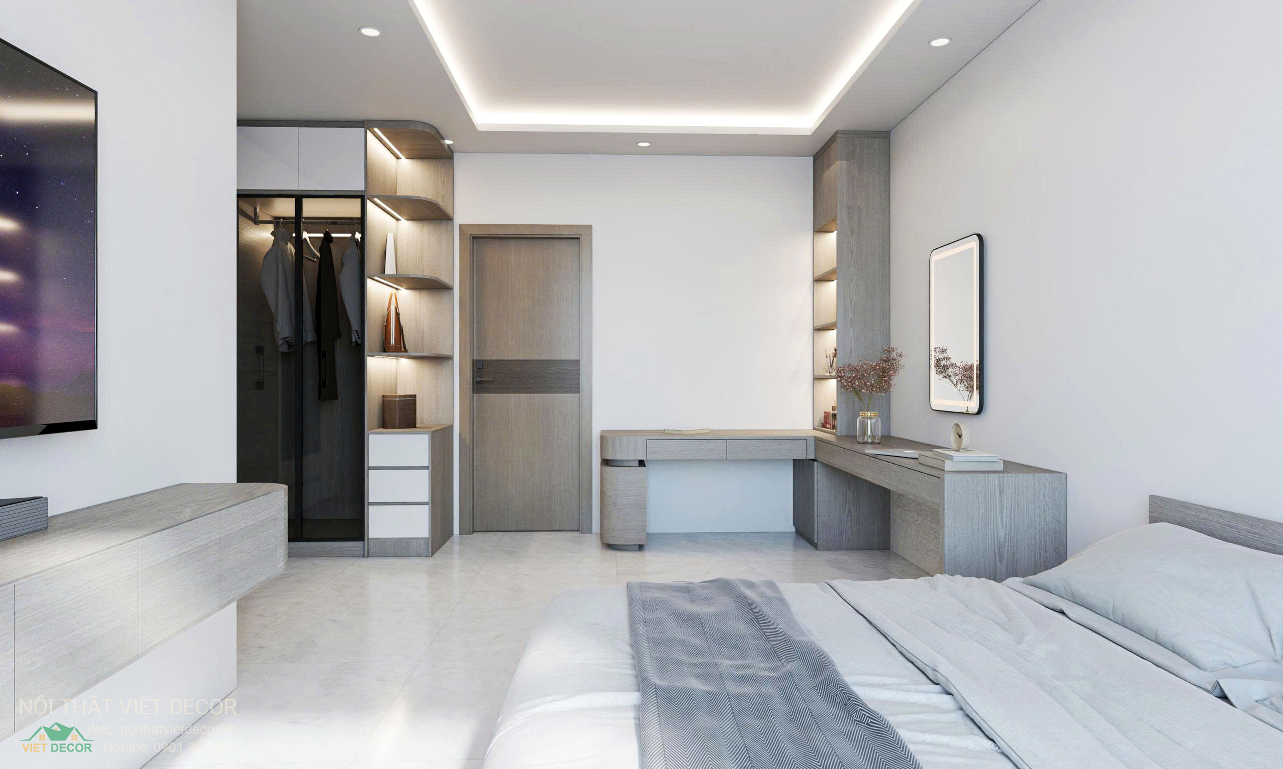 Nội Thất Việt Decor thiết kế, thi công nội thất nhà phố biệt thự Lavilla Green City tại Tân An, Long An (Tây Ninh) phong cách hiện đại tối giản