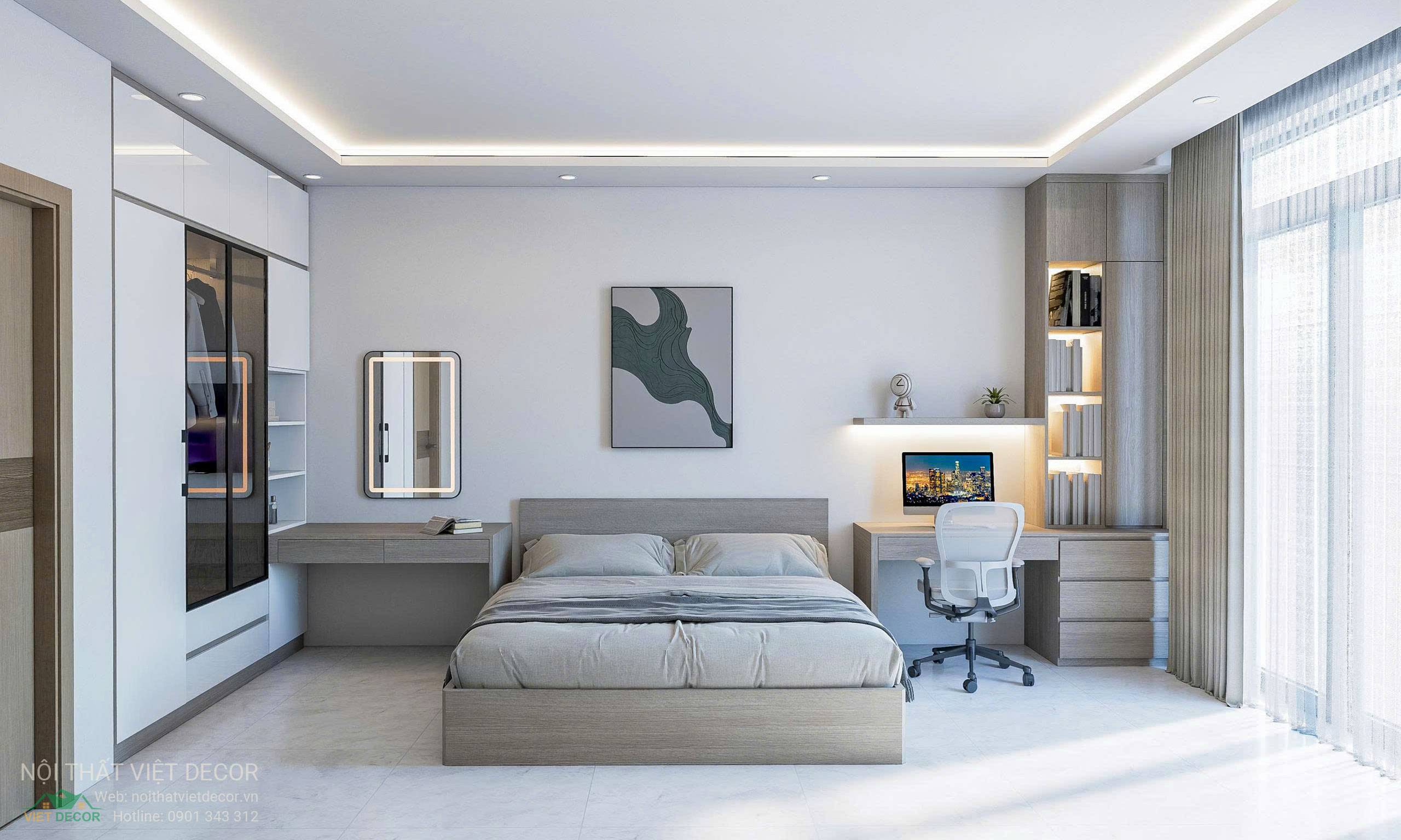 Nội Thất Việt Decor thiết kế, thi công nội thất nhà phố biệt thự Lavilla Green City tại Tân An, Long An (Tây Ninh) phong cách hiện đại tối giản
