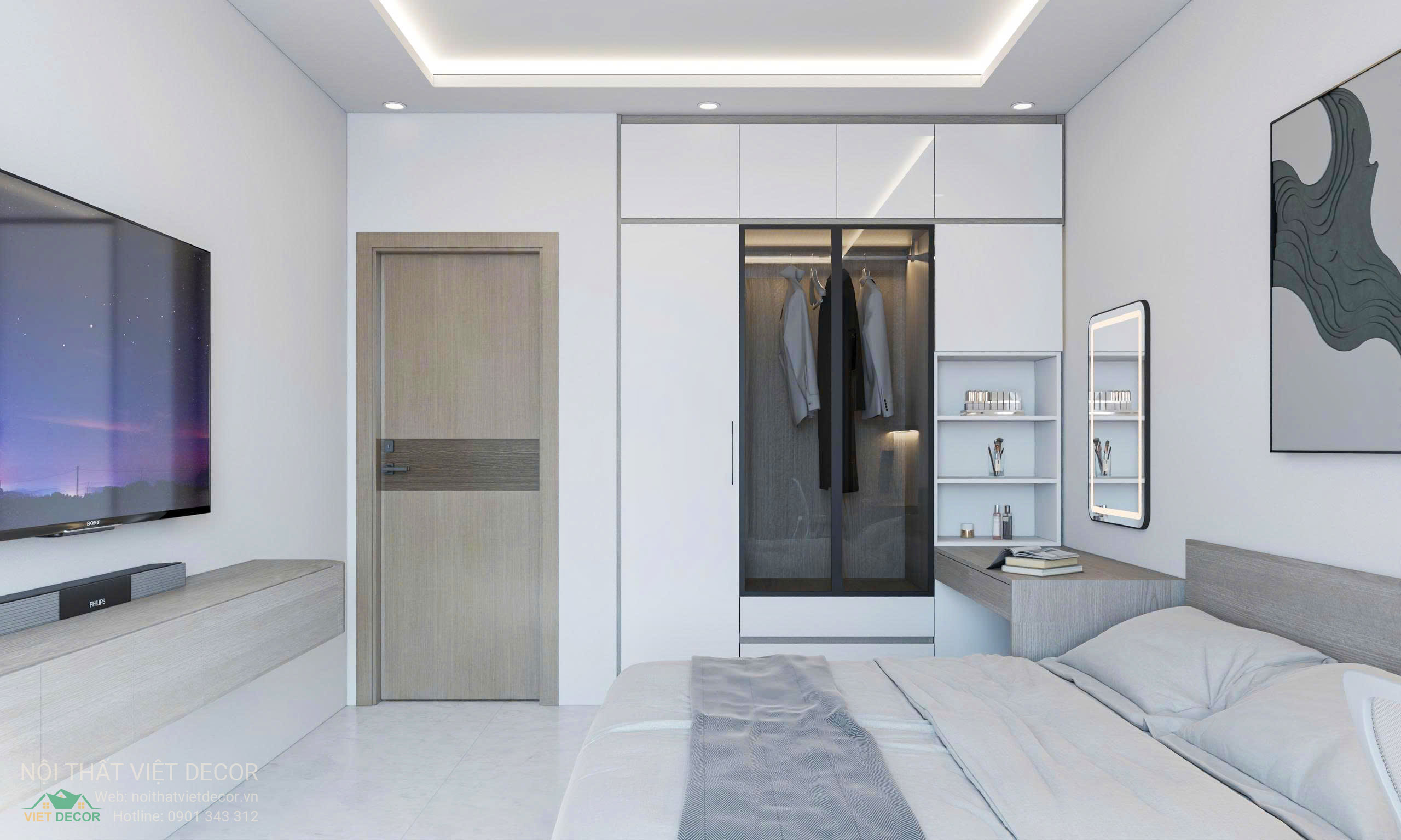 Nội Thất Việt Decor thiết kế, thi công nội thất nhà phố biệt thự Lavilla Green City tại Tân An, Long An (Tây Ninh) phong cách hiện đại tối giản