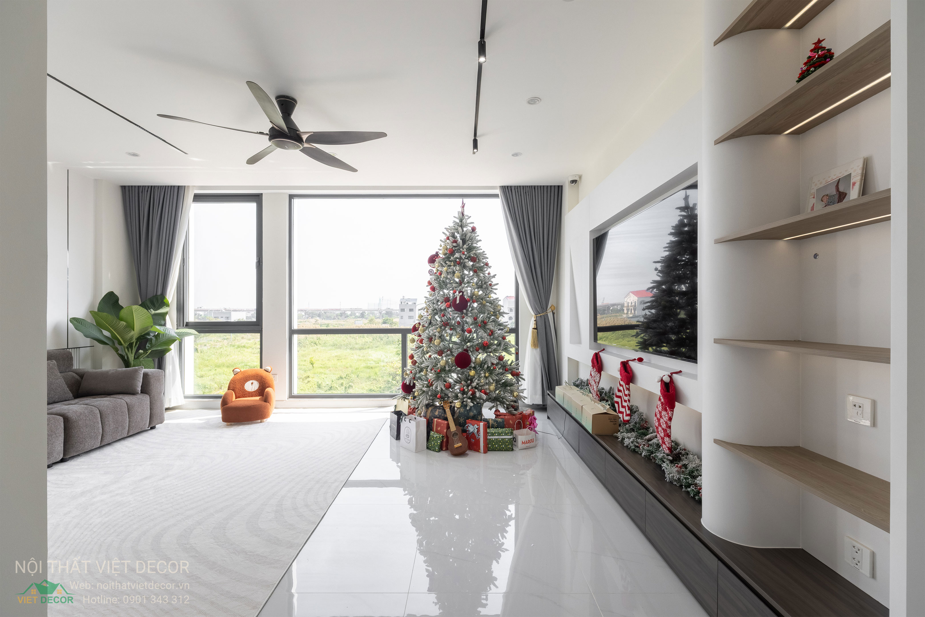 Nội Thất Việt Decor thiết kế thi công trang trí nội thất nhà phố tại phường Long Bình TP HCM, phòng khách