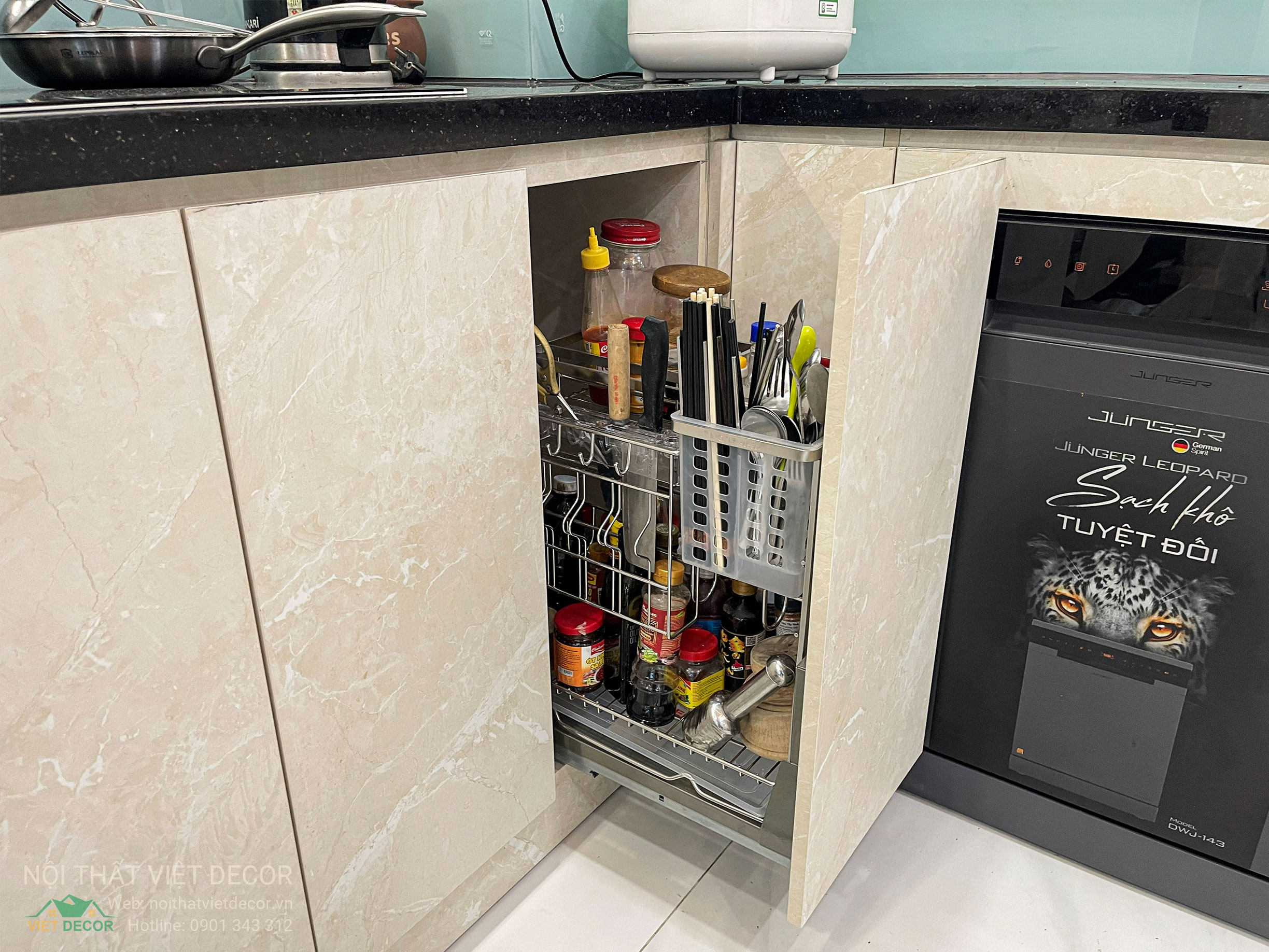 Nội Thất Việt Decor thiết kế thi công tủ bếp đẹp chữ L tại phường Long Trường (quận 9 cũ) TP HCM