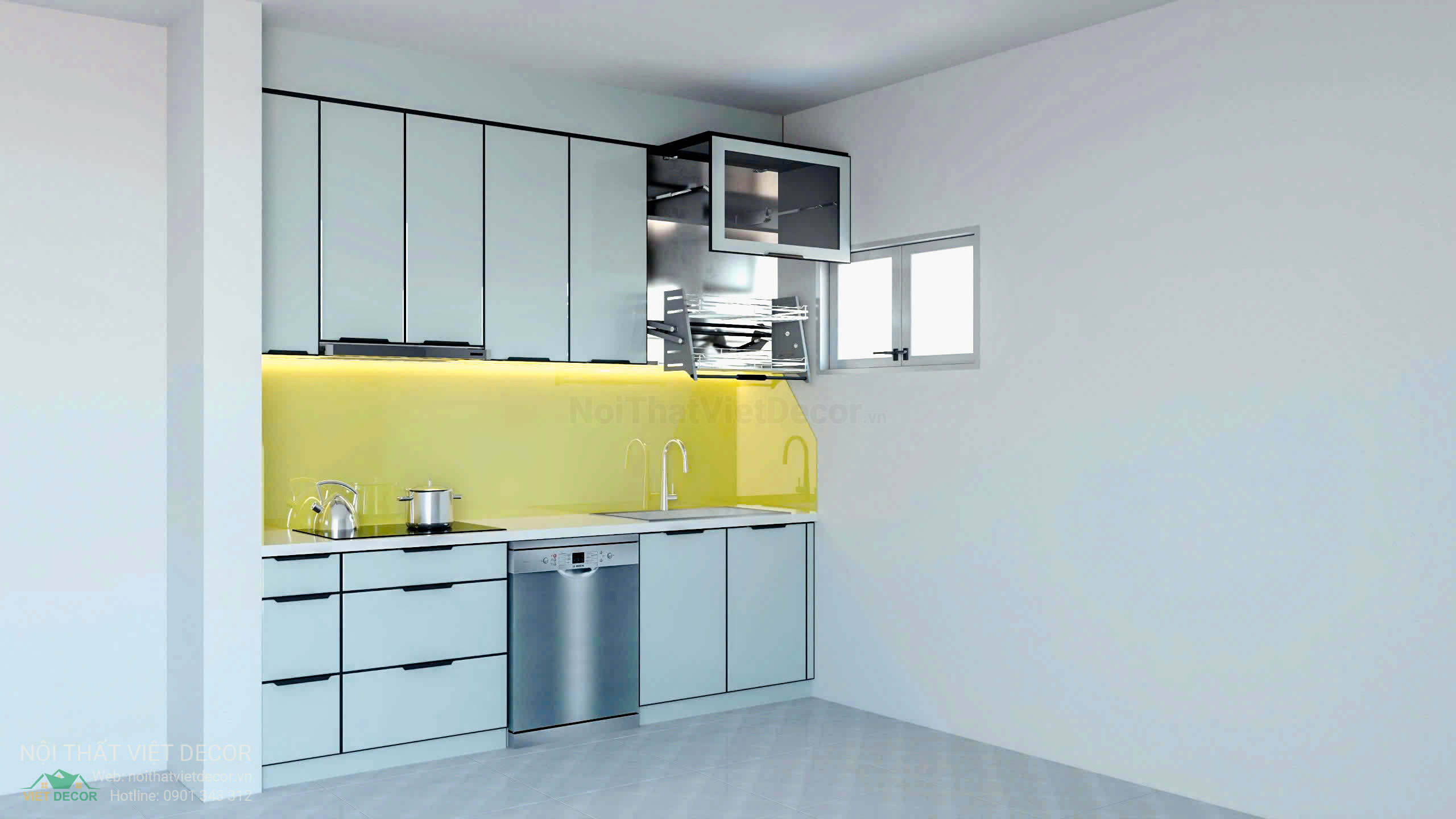 Nội Thất Việt Decor thiết kế thi công tủ bếp inox cánh kính Bình Thạnh Tp HCM