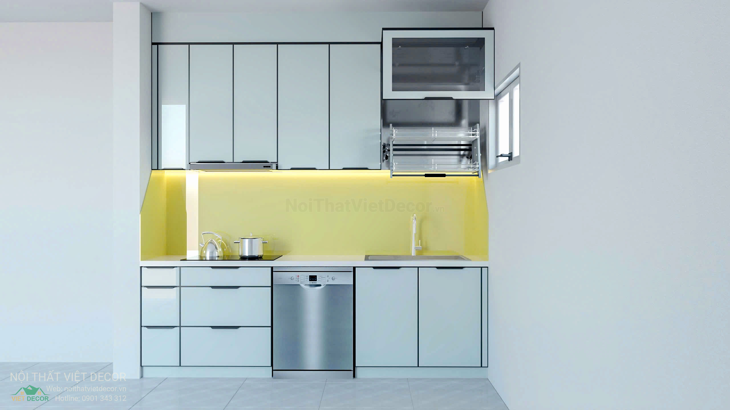 Nội Thất Việt Decor thiết kế thi công tủ bếp inox cánh kính Bình Thạnh Tp HCM