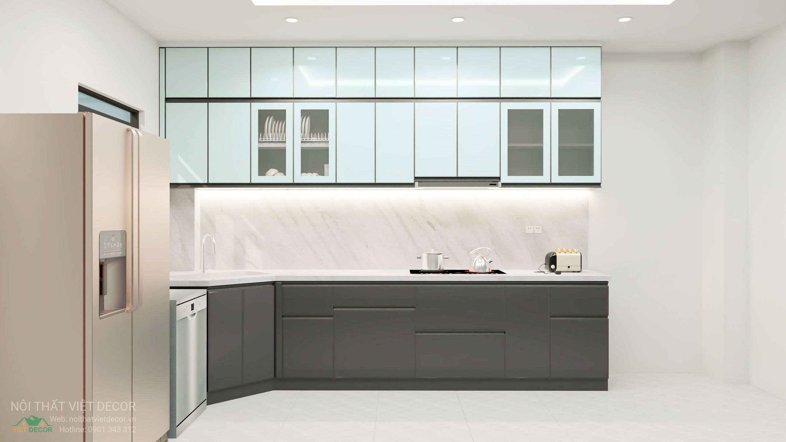 Nội Thất Việt Decor thiết kế thi công tủ bếp inox cánh kính phường Tân Hưng (quận 7) TP HCM