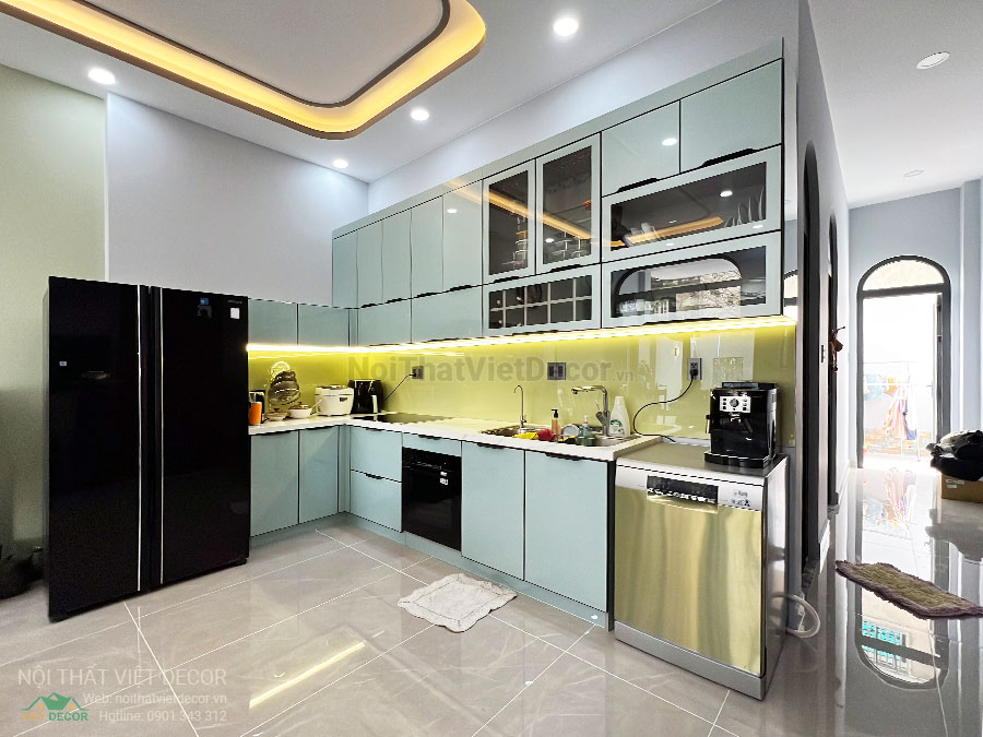Nội Thất Việt Decor thi công hoàn thiện tủ bếp nhôm kính tại quận 9 TP HCM