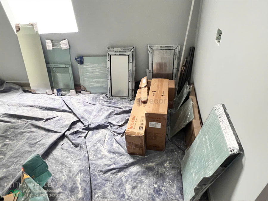 Nội Thất Việt Decor tập kết khung thùng tủ bếp nhôm kính tại công trình