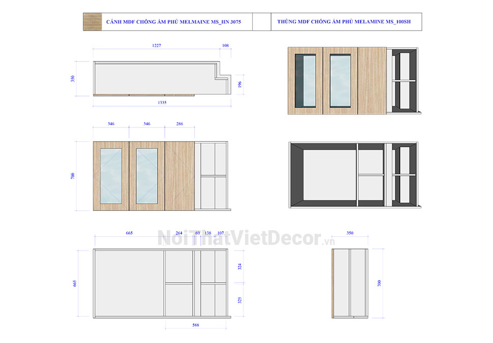 Tủ bếp hiện đại chữ L, gỗ công nghiệp MDF chống ẩm phủ melamine Hồng Nghi