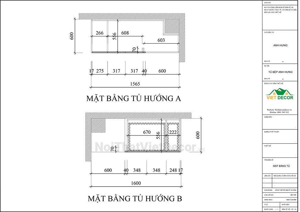 Noithatvietdecor Tủ bếp chữ L, gỗ tự nhiên xoan đào