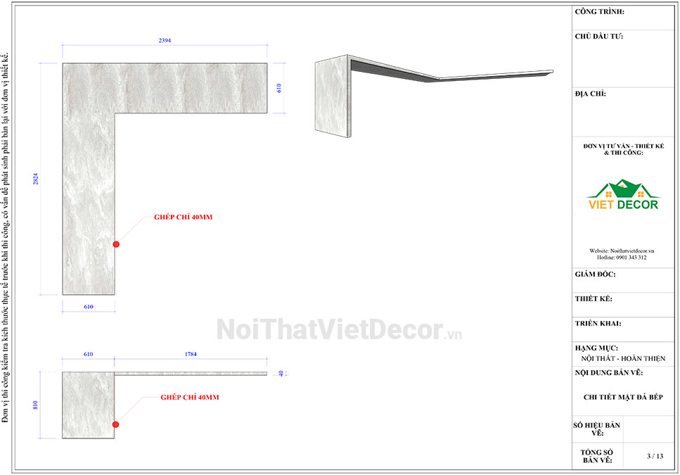 Noithatvietdecor Tủ bếp hiện đại chữ L, gỗ công nghiệp MDF chống ẩm phủ melamine An Cường