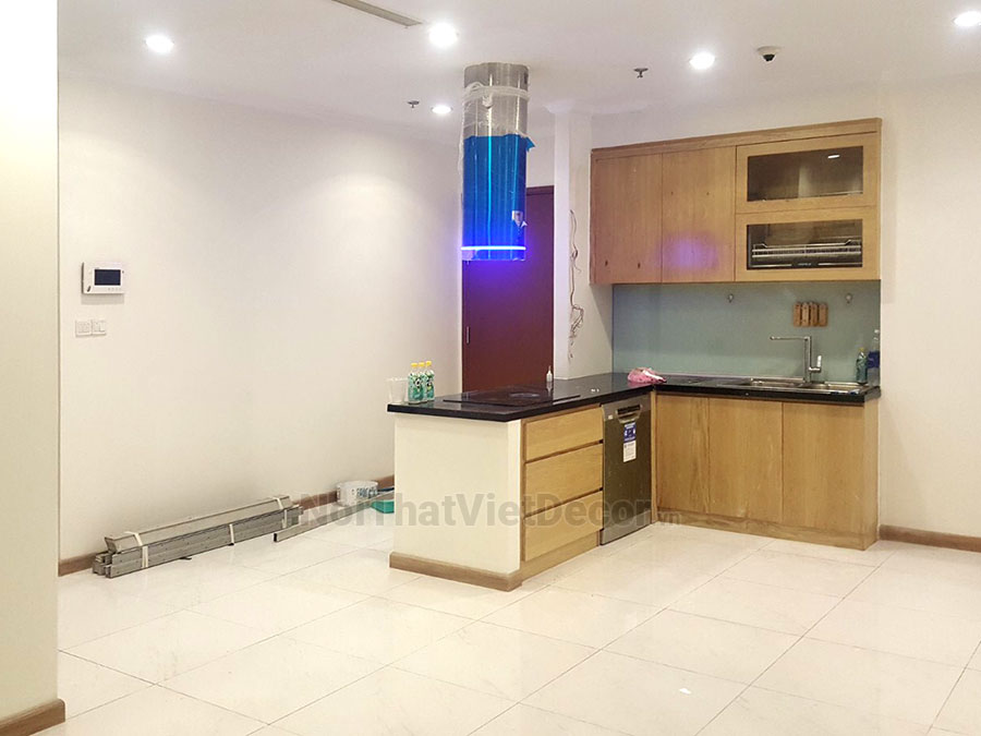 Noithatvietdecor Tủ bếp hiện đại chữ L, gỗ công nghiệp gỗ ghép phủ veneer vân sồi