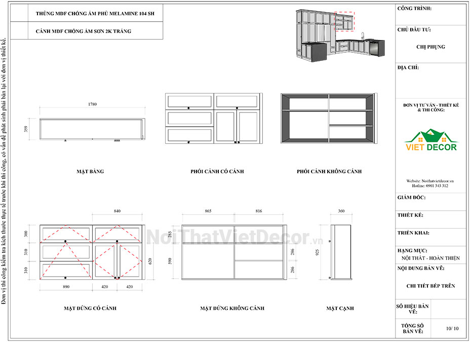 Noithatvietdecor Tủ bếp tân cổ điển chữ L có đảo, gỗ công nghiệp MDF chống ẩm phủ melamine An Cường, cánh pano sơn 2k, mặt đá vicostone BQ8390