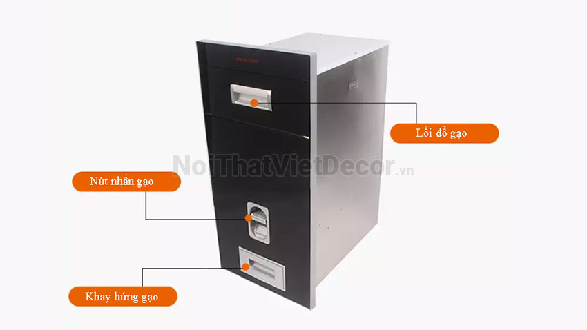 Phụ kiện nội thất Việt Decor phụ kiện lưu trữ tủ bếp thùng gaoj mặt gương đen Inoxen