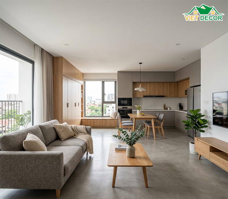 Mẫu căn hộ phong cách hiện đại tối ưu không gian
