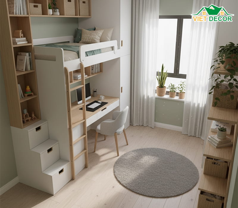Thiết kế phòng ngủ cho con (hoặc phòng làm việc) đa năng