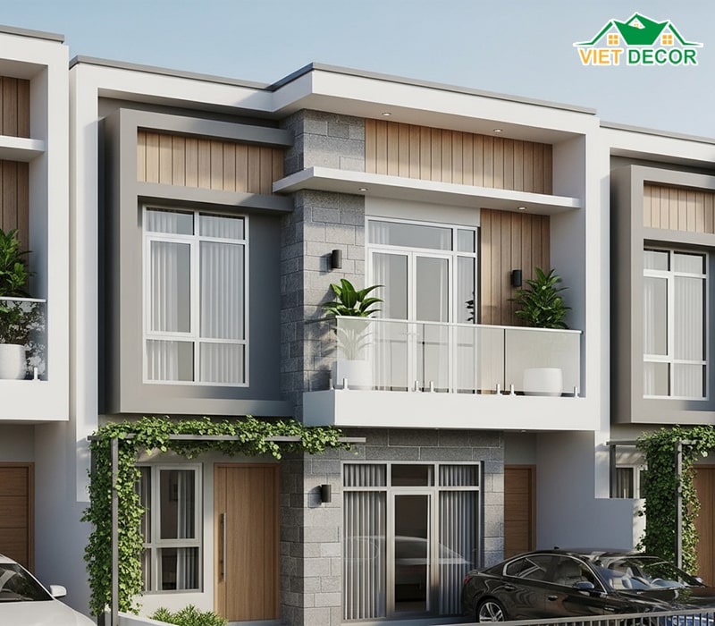 Phối cảnh mẫu thiết kế nhà 4x15 1 trệt 1 lầu 3 phòng ngủ hiện đại đẹp