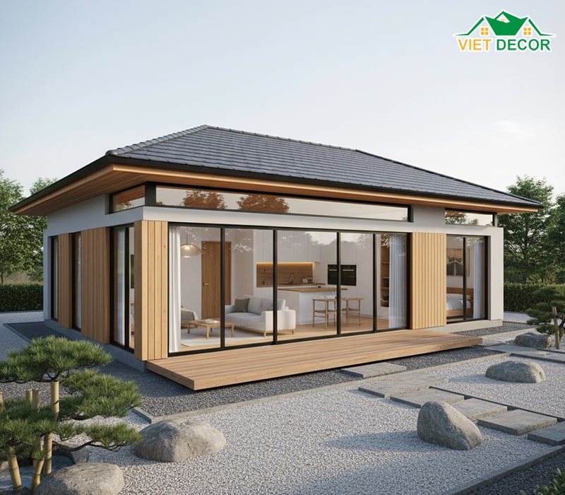Mẫu nhà cấp 4 6x15m 2 phòng ngủ mái Nhật