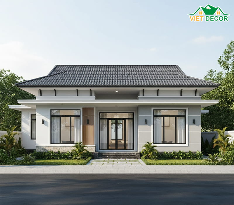 Thiết kế nhà mặt tiền 8m sâu 10m mái Nhật tinh tế