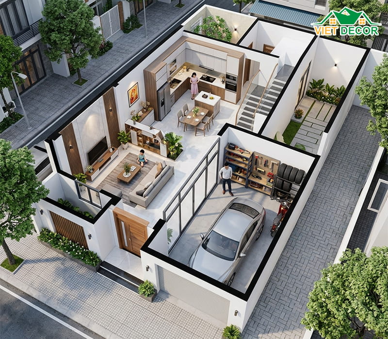 Phương án thiết kế có gara ô tô