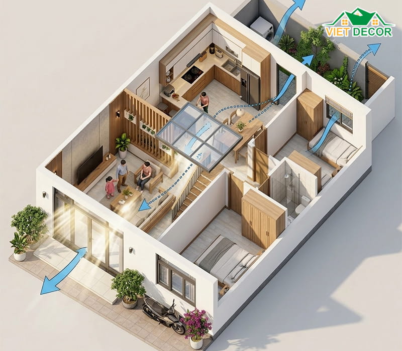 Thiết kế giếng trời và sân sau