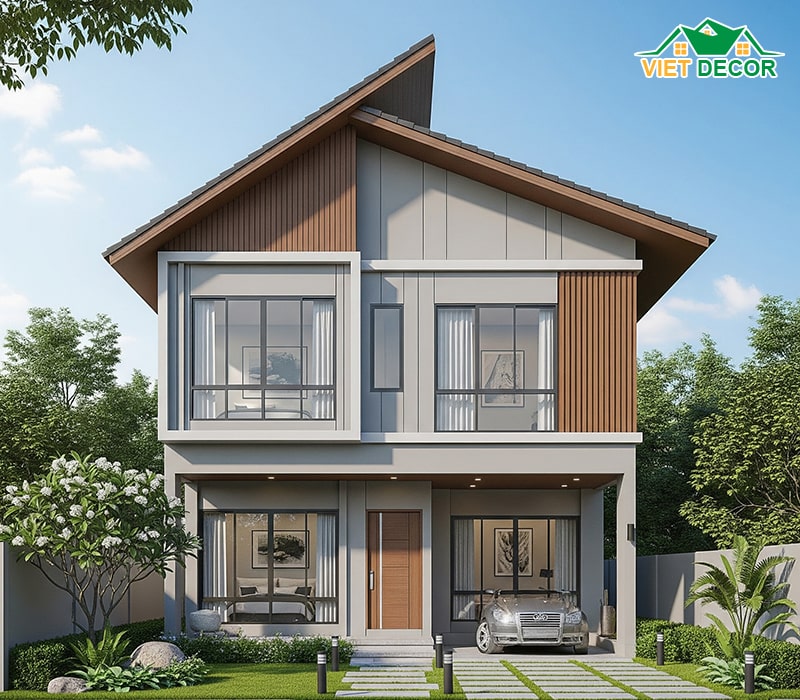 Nhà ống 2 tầng 3 phòng ngủ 1 phòng thờ mái thái