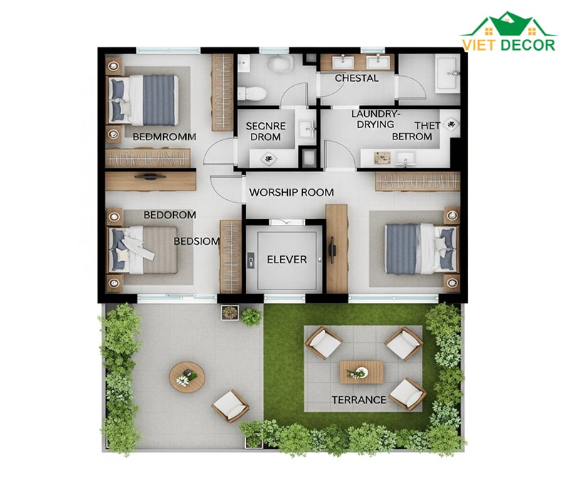 Phân tích bản vẽ mặt bằng tầng 3