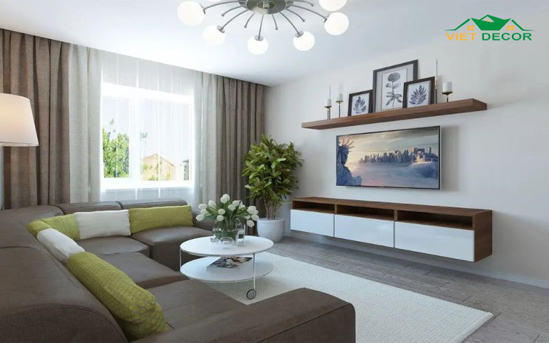 Trang trí phòng khách nhỏ 15m2 kết hợp với cây xanh