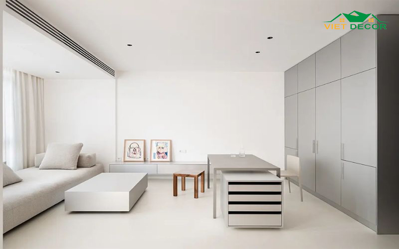 Phòng khách nhỏ 15m2 tối giản, sang trọng