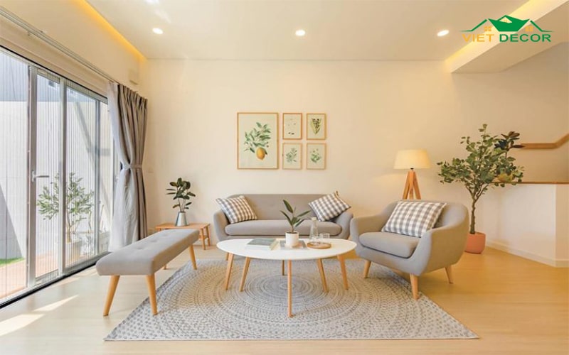 Mẫu thiết kế phòng khách đẹp với màu sắc tươi sáng