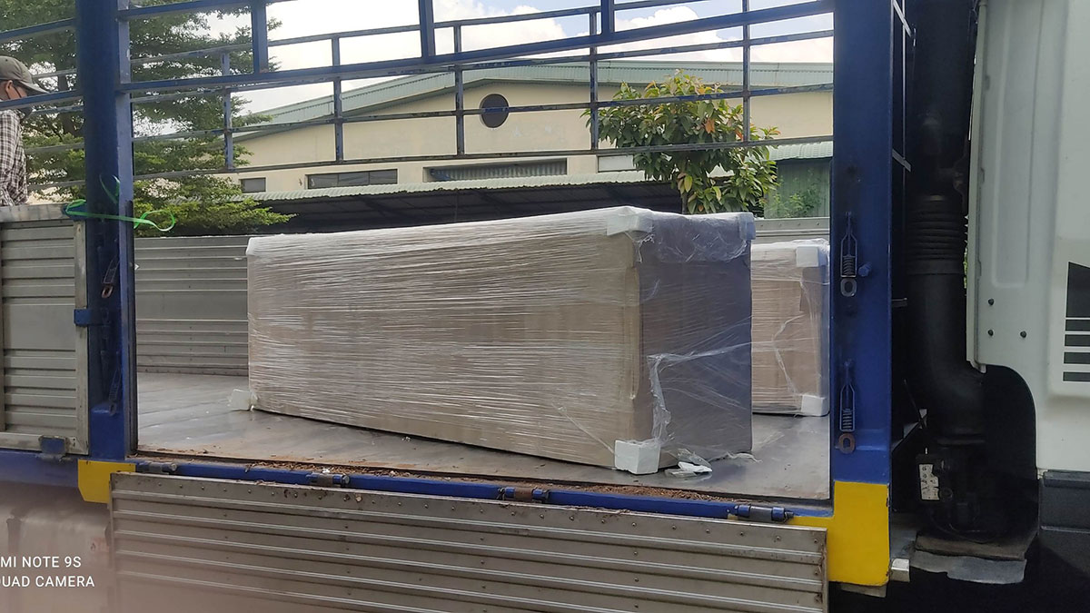 Tủ bếp hiện đại chữ I, gỗ công nghiệp MDF lõi xanh chống ẩm phủ acrylic An Cường