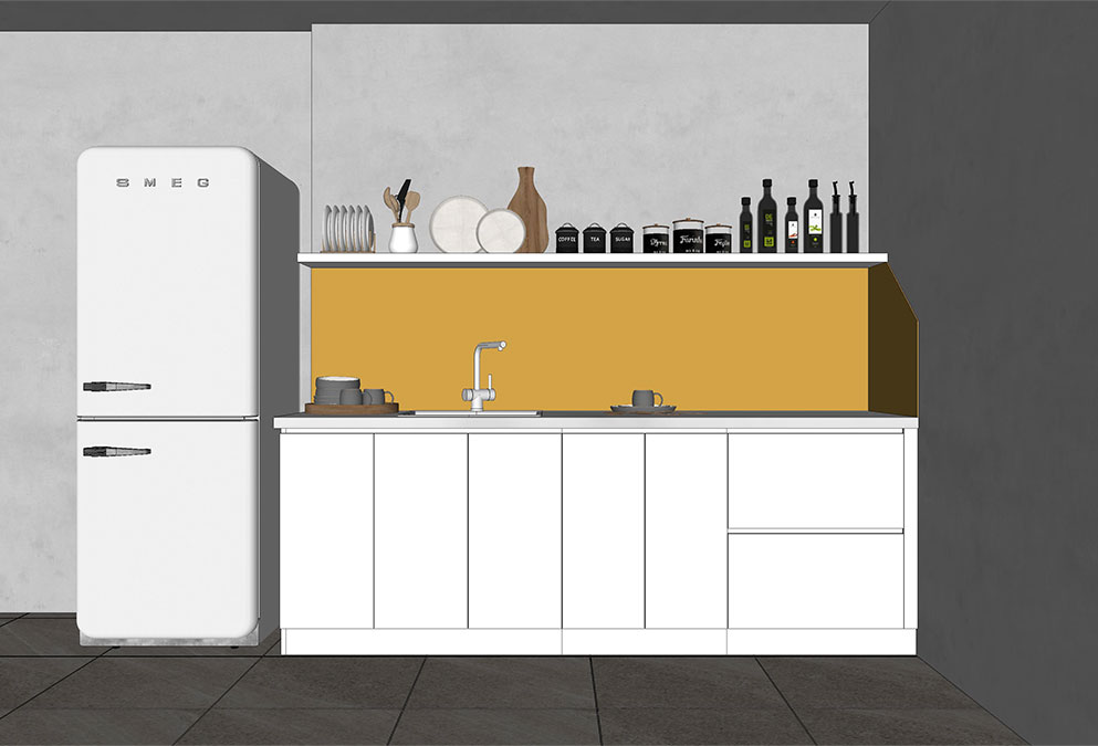 Tủ bếp hiện đại chữ I, gỗ công nghiệp MDF chống ẩm melamine
