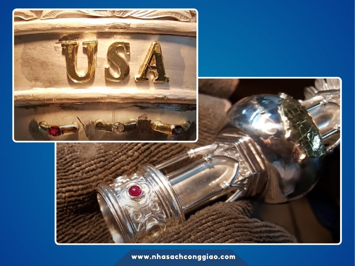 Ba viên đá quý — ruby, pha lê và sapphire (đỏ, trắng và xanh) — cũng được gắn vào đĩa thánh. Với những viên đá quý đại diện cho màu sắc của lá cờ Hoa Kỳ và ba thành phố mà Đức Thánh Cha Phanxicô sẽ viếng thăm, chiếc chén thánh không chỉ là một biểu tượng của lòng đạo đức mà còn là một kỷ vật đầy ý nghĩa trong chuyến hành trình của Đức Thánh Cha.