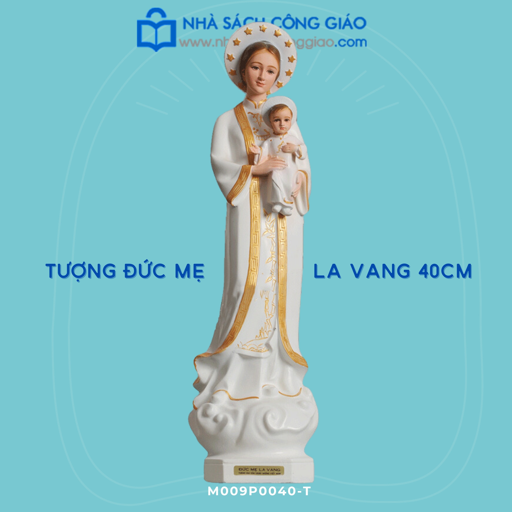 Tượng Đức Mẹ Lavang 40cm Trắng (Đức Mẹ Áo Dài)