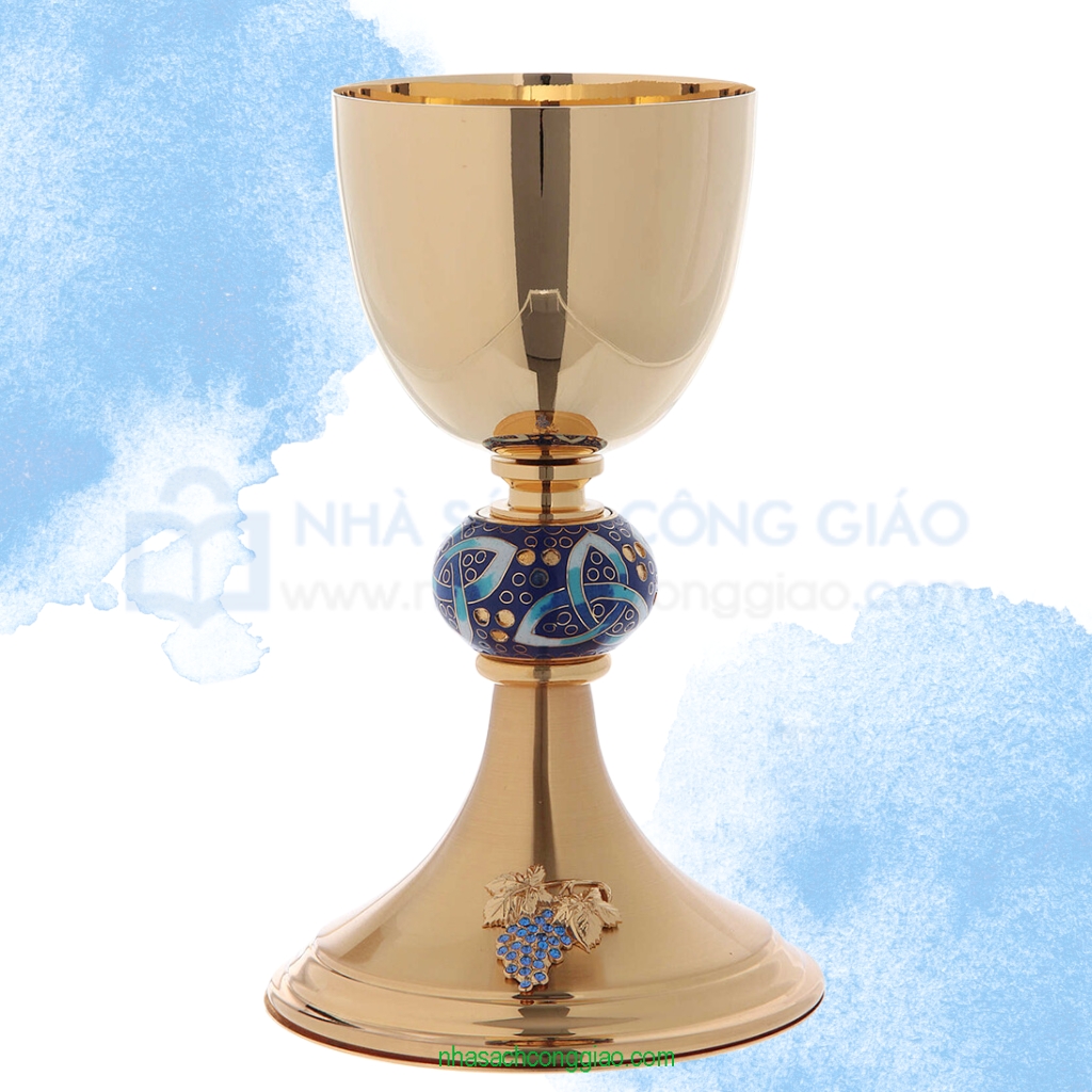 Chén Lễ Italy xi vàng CLXV407 - Mẫu hoa văn gốm sứ và chùm nho