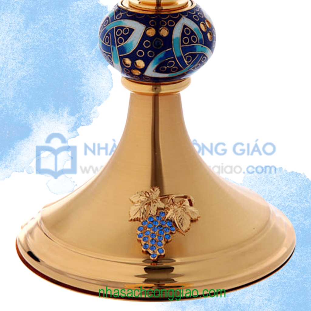 Chén Lễ Italy xi vàng CLXV407 - Mẫu hoa văn gốm sứ và chùm nho