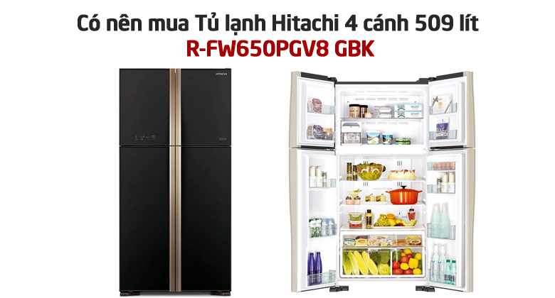 Tủ lạnh Hitachi 4 cánh 509 lít R-FW650PGV8 GBK