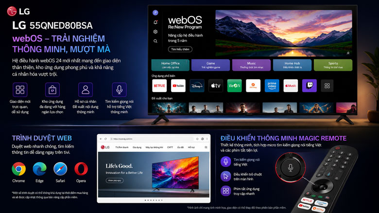 Đánh giá Smart Tivi LG QNED AI 4K 55 Inch 55QNED80BSA