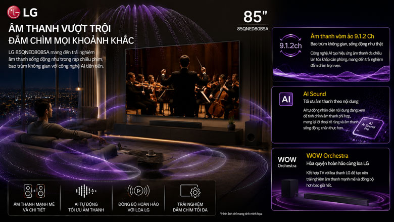 Đánh giá Smart Tivi LG QNED AI 4K 85 Inch 85QNED80BSA