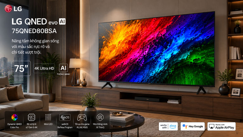 LG 75QNED80BSA có tốt không? Đánh giá chi tiết TV Mini LED AI 2026